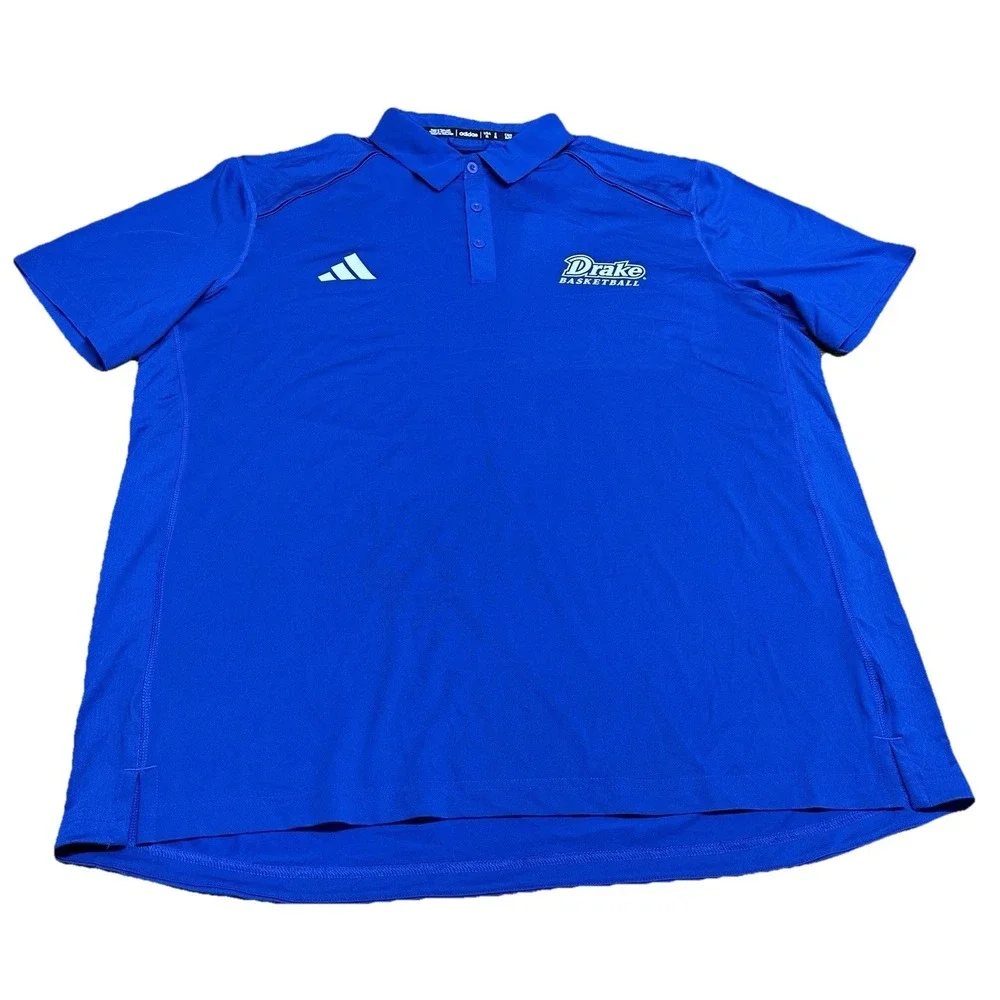NWT Adidas Aeroready Royal Blue Button Up Polo Shirt Drake Basketball Men's XL‎